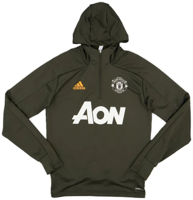 2020-21 Manchester United adidas 1/4 Zip Hooded Top - 9/10 - (S)