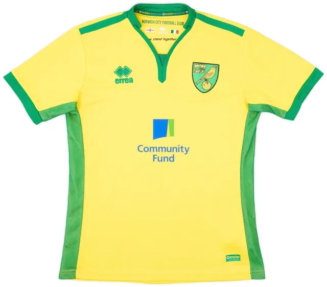 Errea 2016-17 Norwich Home Shirt - 8/10 - (M)