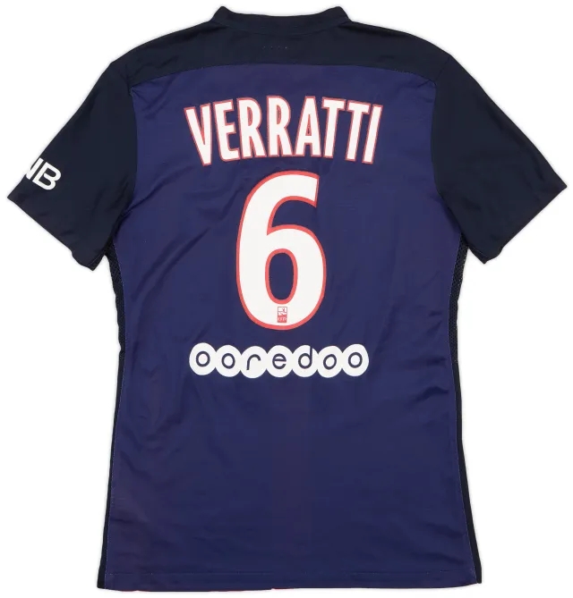 Nike 2015-16 Paris Saint-Germain Authentic Home Shirt Verratti #6 - 8/10 - (S)