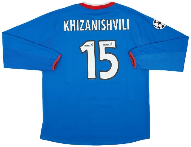 Diadora 2003-05 Rangers Home L/S Shirt Khizanishvilli #15 - 8/10 - (XL)