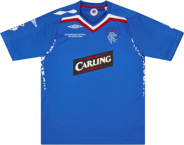 Umbro 2007-08 Rangers Match Issue League Cup Final Home Shirt Papac #5