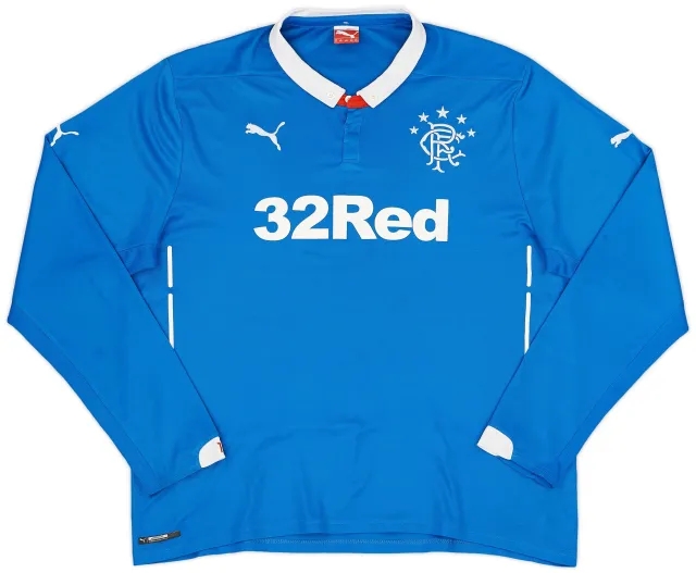 Puma 2014-15 Rangers Home L/S Shirt - 7/10 - (XXL)