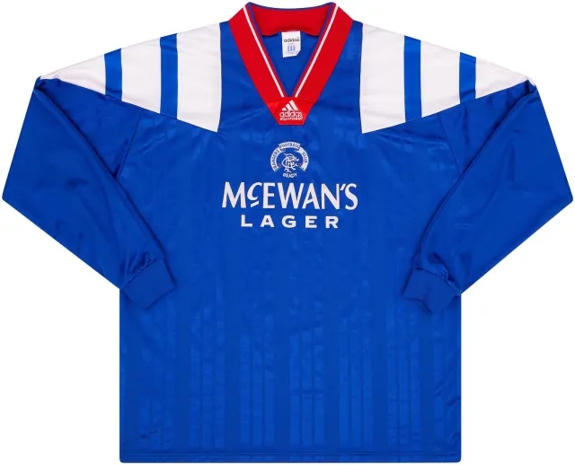 adidas 1992-94 Rangers Player Issue Home L/S Shirt - 8/10 - (L/XL)