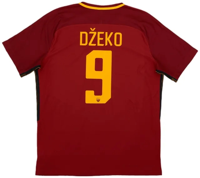 Nike 2017-18 Roma Authentic Home Shirt Dzeko #9 - 5/10 - (XL)