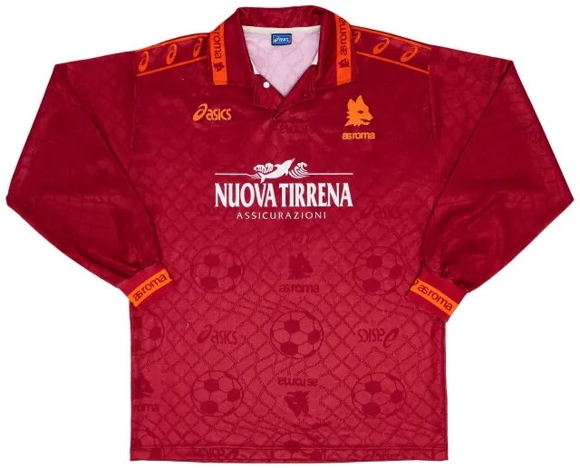 Asics 1994-95 Roma Home L/S Shirt - 9/10 - (L)