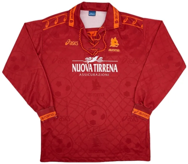 Asics 1994-95 Roma Home L/S Shirt - 8/10 - (L)