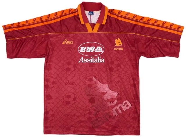 Asics 1995-96 Roma Home Shirt - 8/10 - (XL)