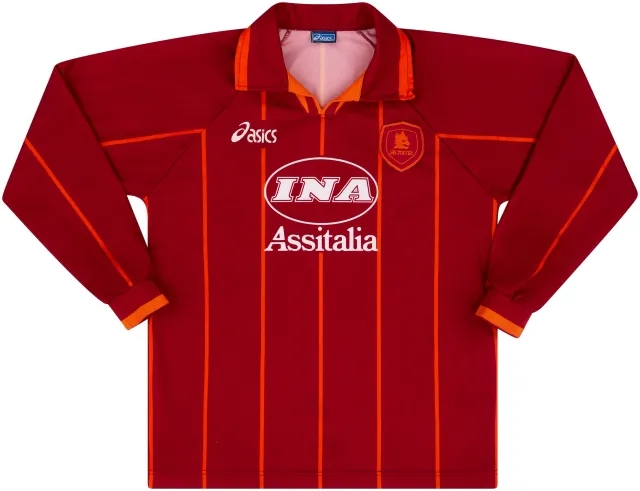 Asics 1996-97 Roma Home L/S Shirt - 9/10 - (M)