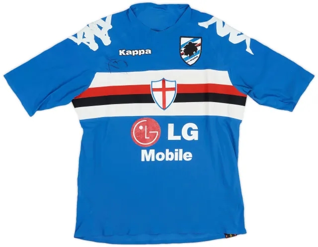 Kappa 2005-07 Sampdoria Player Issue Signed 'Coppa Italia' Home Shirt - 6/10 - (S)