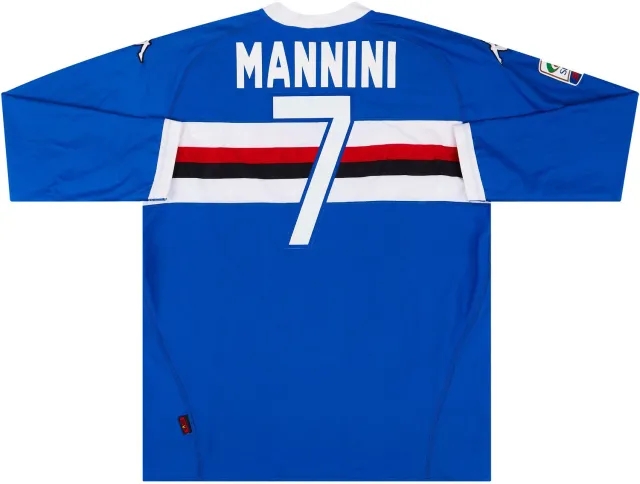 Kappa 2010-11 Sampdoria Match Issue Home L/S Shirt Mannini #7