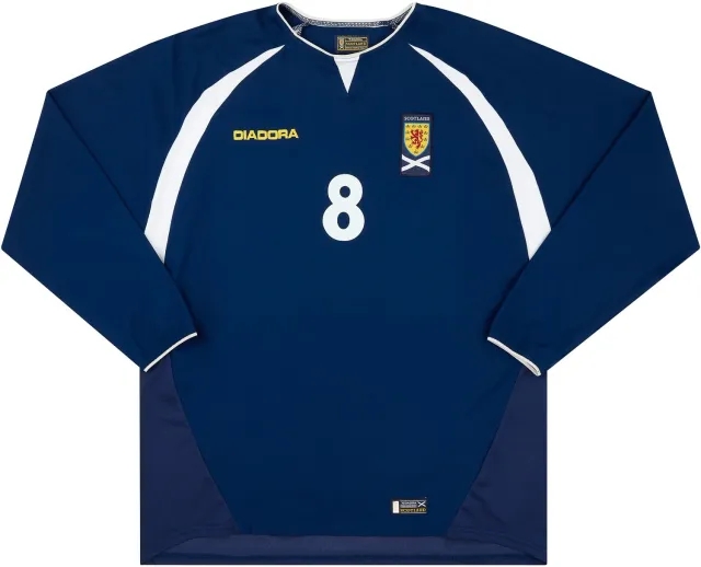 Diadora 2003-04 Scotland Match Issue Home L/S Shirt #8