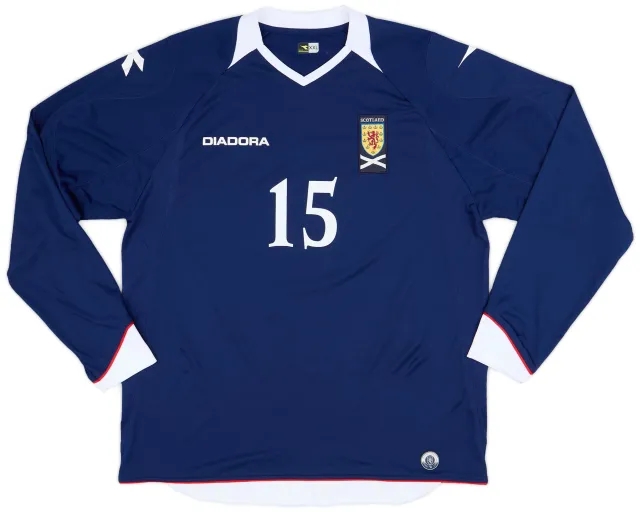 Diadora 2008-09 Scotland Home L/S Shirt #15 - 9/10 - (XXL)