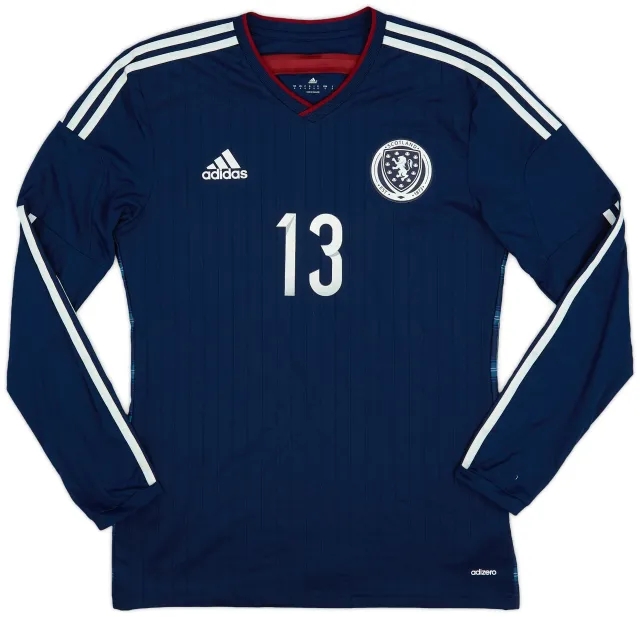 adidas 2014-15 Scotland Home L/S Shirt #13 - 9/10 - (M)