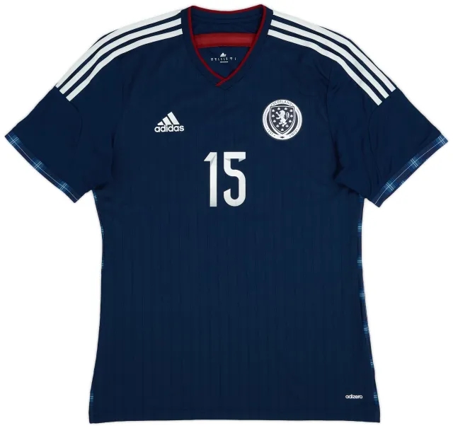 adidas 2014-15 Scotland Player Issue Home Shirt #15 - 8/10 - (L)