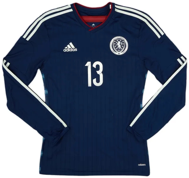 adidas 2014-15 Scotland Player Issue Home L/S Shirt #13 - 10/10 - (S)