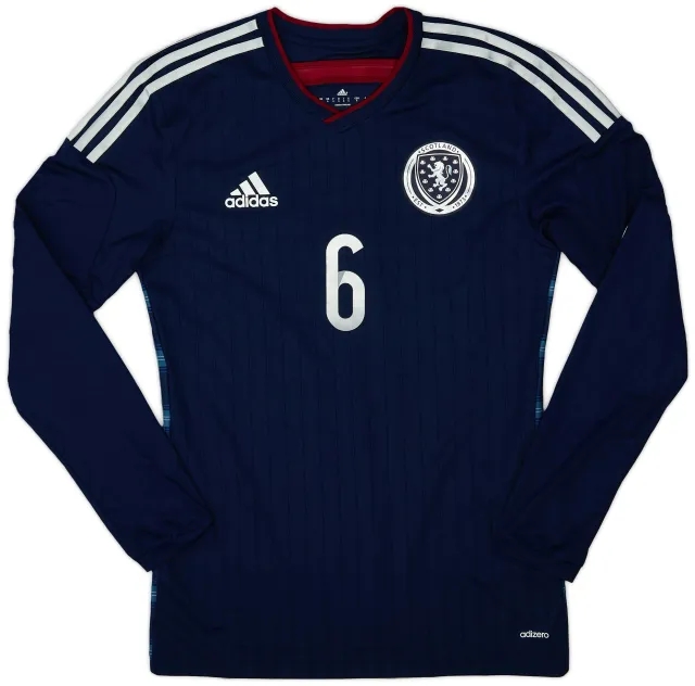 adidas 2014-15 Scotland Player Issue Home L/S Shirt #6 - 9/10 - (S)