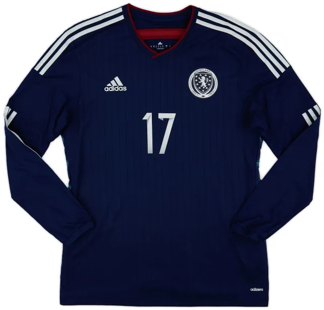 adidas 2014-15 Scotland Player Issue Home L/S Shirt #17 - 9/10 - (M)
