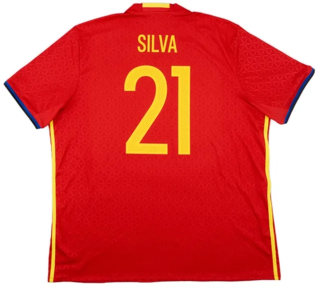 adidas 2016-17 Spain Home Shirt Silva #21 - 10/10 - (XXL)
