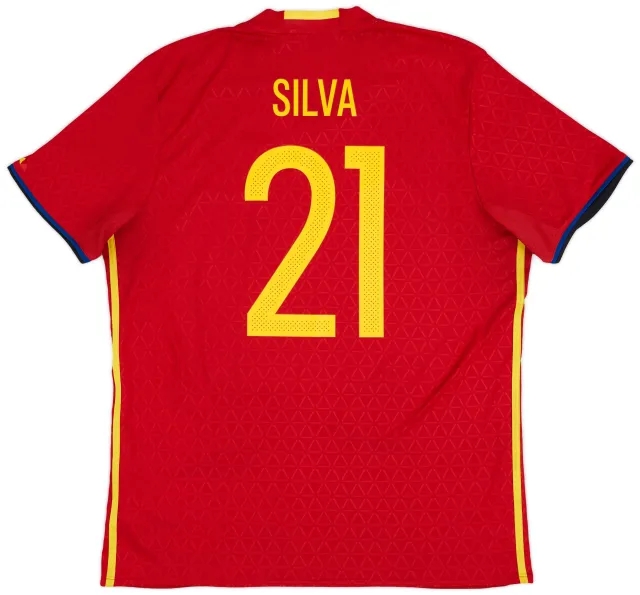 adidas 2016-17 Spain Home Shirt Silva #21 - 7/10 - (XL)