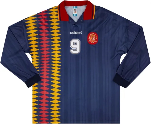 adidas 1995 Spain Match Worn Third L/S Shirt #9 (Pizzi) v Denmark