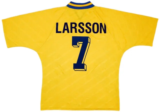 adidas 1994-96 Sweden Home Shirt Larsson #7 - 8/10 - (XL)