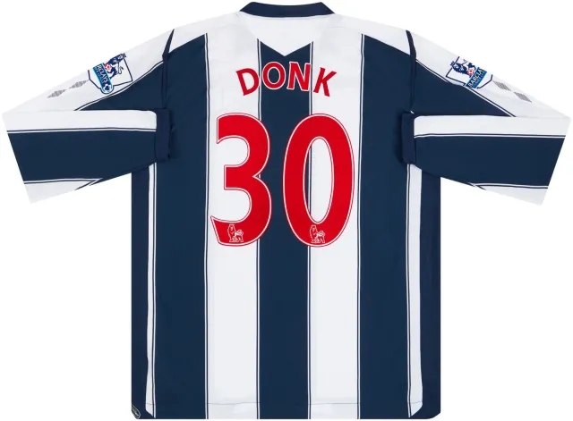 Umbro 2008-09 West Brom Match Issue Home L/S Shirt Donk #30