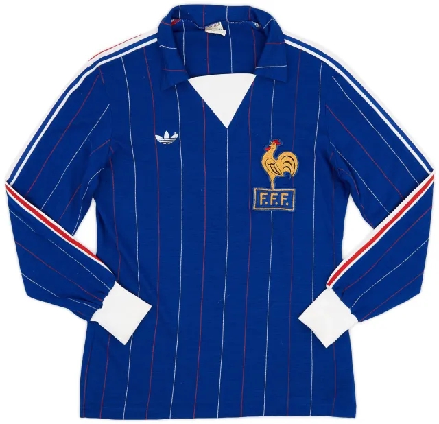 adidas 1980-82 France Home L/S Shirt - 9/10 - (S)