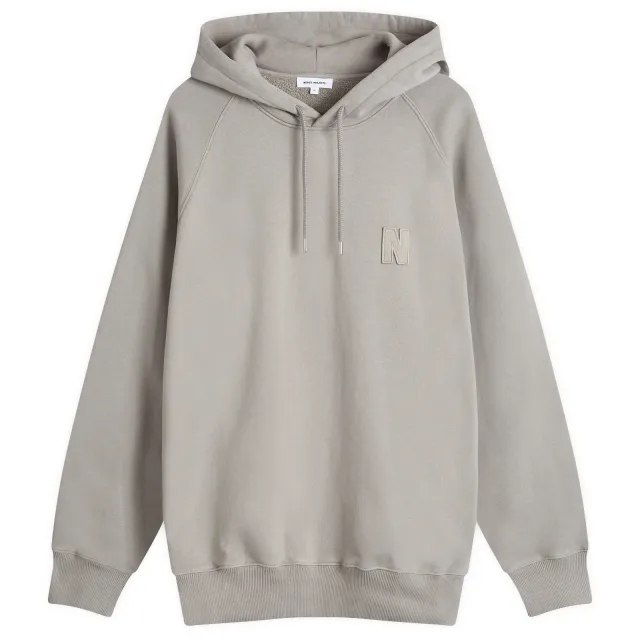 Norse Projects Men's Marten Raglan N Patch Hoodie Weather Grey