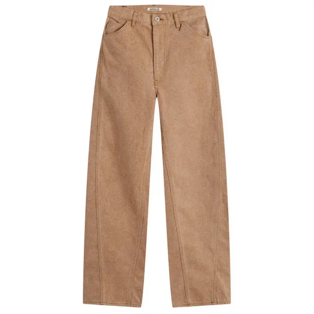 Auralee Women's Washed Organic Canvas Pants Light Brown