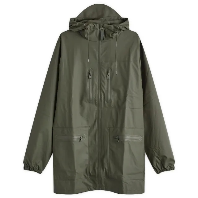 Rains Men's Cargo Long Jacket Green