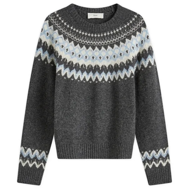 DUNST Women's Unisex Fairisle Sweater Charcoal Grey