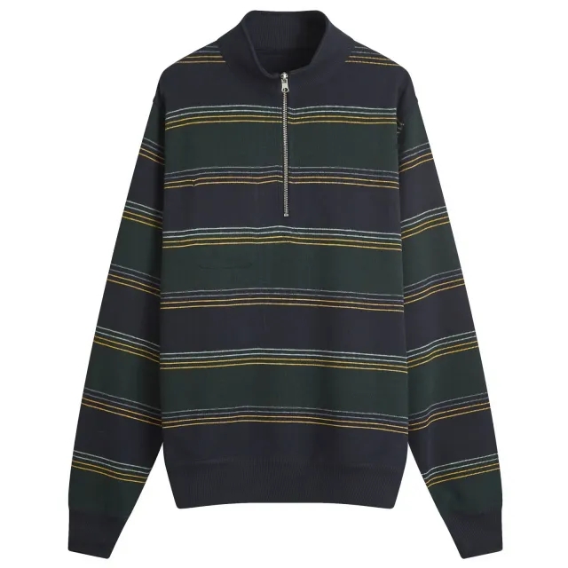 Oliver Spencer Men's Reversible Half Zip Sweatshirt Navy/Green