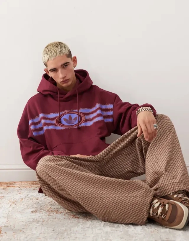 Adidas Originals Graphic Hoodie In Burgundy-Red