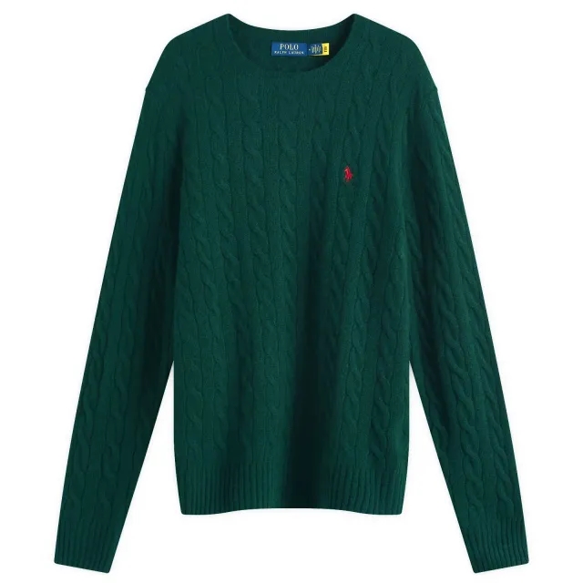 Polo Ralph Lauren Men's Wool Cashmere Cable Knit Jumper Moss Agate