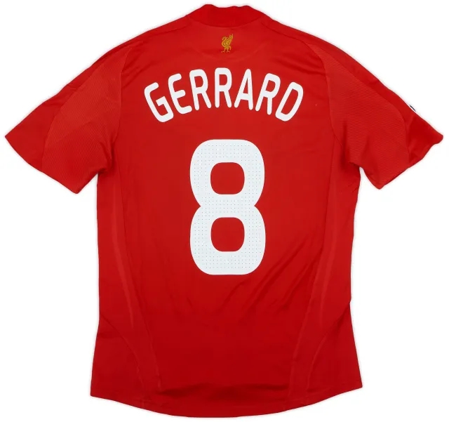 adidas 2008-10 Liverpool Home Shirt Gerrard #8 - 7/10 - (S)