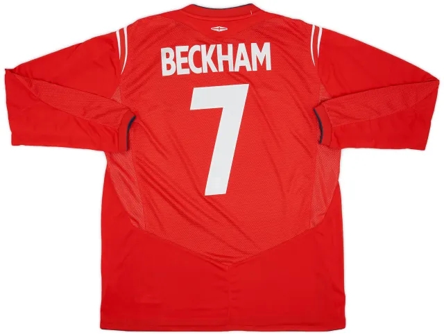 Umbro 2004-06 England Away L/S Shirt Beckham #7 (XL)