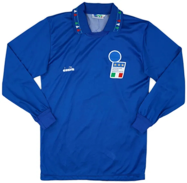 Diadora 1992-93 Italy Home L/S Shirt - 9/10 - (L.Boys)