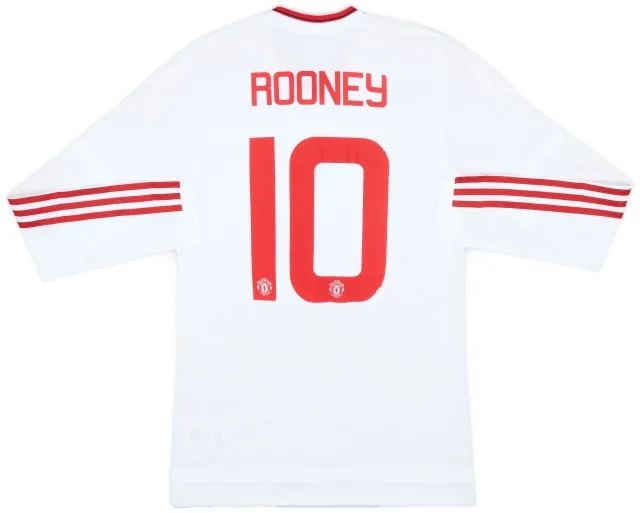 adidas 2015-16 Manchester United Player Issue Away L/S Shirt Rooney #10 (S/M)