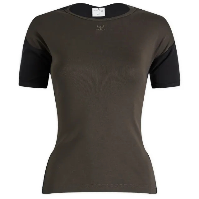Courrèges Women's Contrast T-Shirt Mud Brown/Black