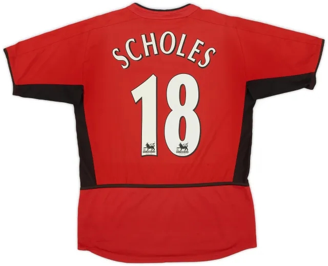 Nike 2002-04 Manchester United Home Shirt Scholes #18 - 6/10 - (XL.Boys)