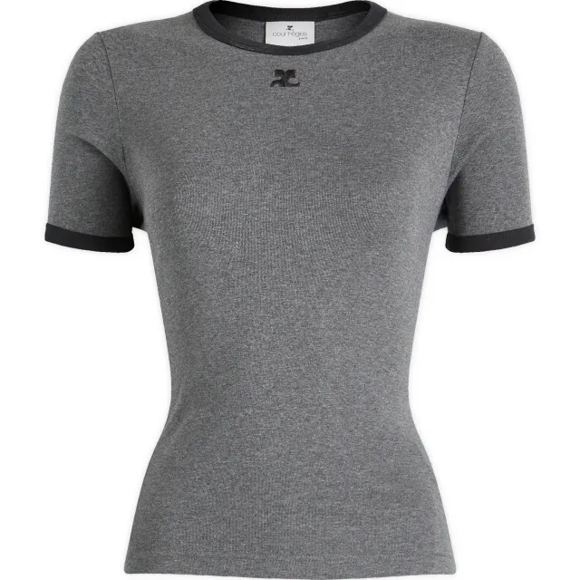 Courrèges Women's Signature T-Shirt Dark Heather Grey/Black