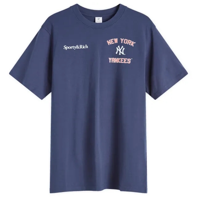 Sporty & Rich Women's Home Run T-Shirt Navy Sports Red/White