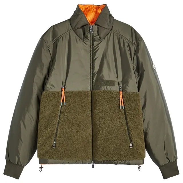 Moncler Men's Vallorch Reversible Nylon Jacket Khaki