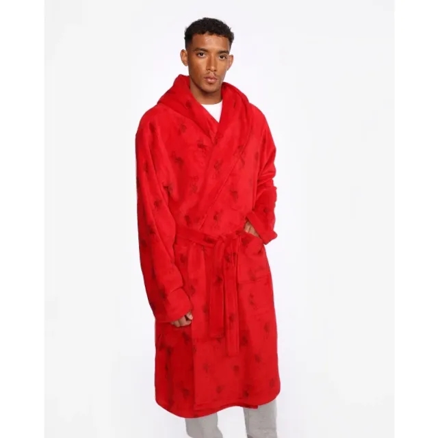 Liverpool FC LFC Mens Hooded Dressing Gown Red