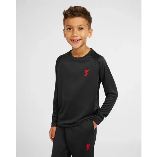Liverpool FC LFC Junior Long Sleeve Raglan Tee Black