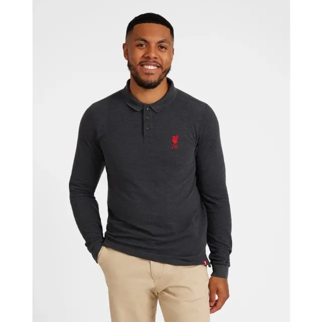 Liverpool FC LFC Long Sleeve Polo Charcoal