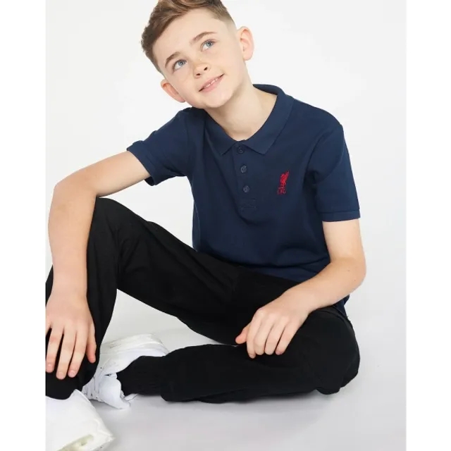 Liverpool FC LFC Junior Short Sleeve Navy Polo