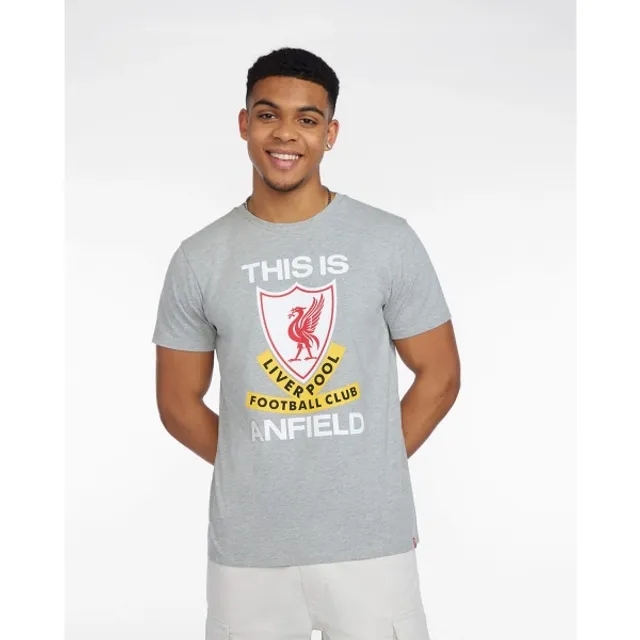 Liverpool FC LFC Mens This Is Anfield Graphic Tee Grey Marl