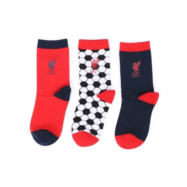 Liverpool FC LFC Juniors 3Pk Design Socks
