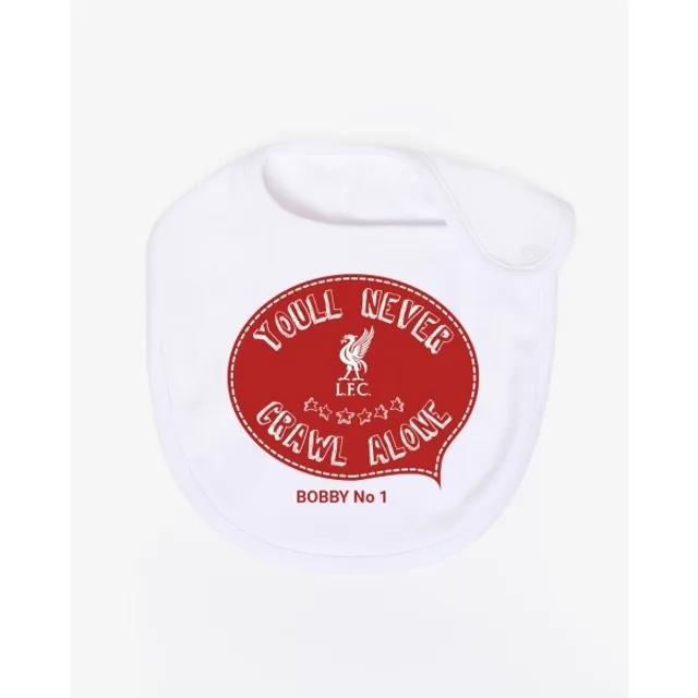Liverpool FC LFC Baby Personalised You'll Never Crawl Alone Bib White